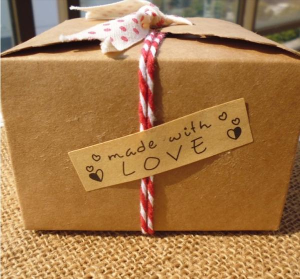 Made With Love ali Handmade with kraft nalepke (od 100 do 120 kosov)