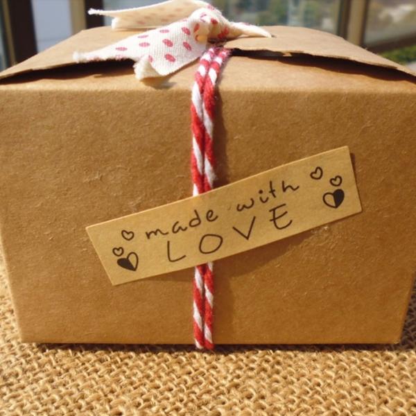 Made With Love ali Handmade with kraft nalepke (od 100 do 120 kosov)