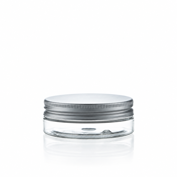 PET lonček 50 ml nizek z aluminijastim pokrovom
