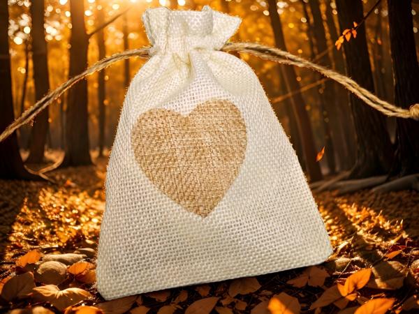 Darilne vrečke iz naravnega lanu (platno, juta) z vrvico – komplet 10 kosov