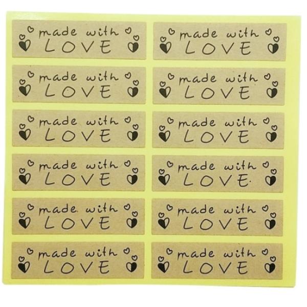 Made With Love ali Handmade with kraft nalepke (od 100 do 120 kosov)