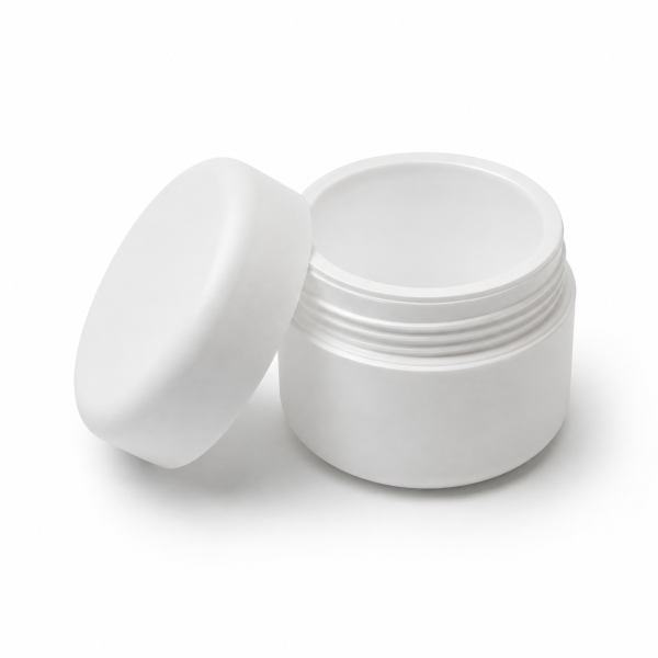 White (matt) Cosmetic Jar 15 ml – PP, Double Bottom
