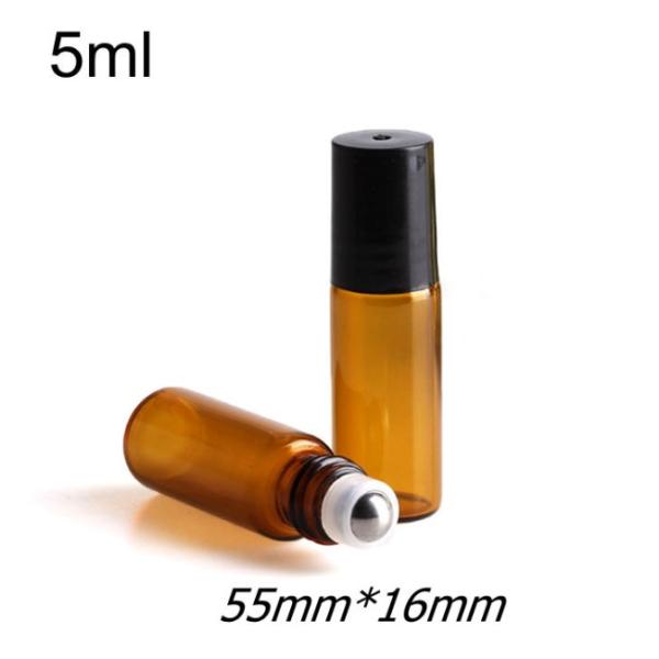 5 ml Roll on amber steklenička s kroglico 5 kosov